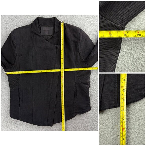 Blank NYC Jacket Womens Medium M Black Moto Asymmetrical Zip Cuff Mesh Biker - Picture 11 of 11